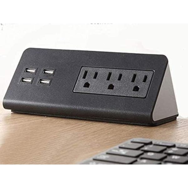 Kable Kontrol Outlet Strip, USB, 4 USB/3 Outlet(s) 4.9 ft., White KK-EC-BK - main
